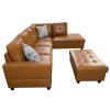 Turmeric Semi Semi PU Synthetic Leather 3-Piece Couch Living Room Sofa Set B