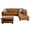 Turmeric Semi Semi PU Synthetic Leather 3-Piece Couch Living Room Sofa Set B